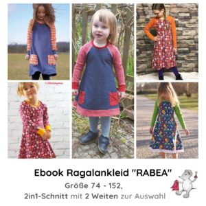 Schnittmuster Ebook Raglankleid Rabea Mädchen Kinderkleid für schmale dünne zierliche Mädchen Mädels Die kleine Stoffmaus