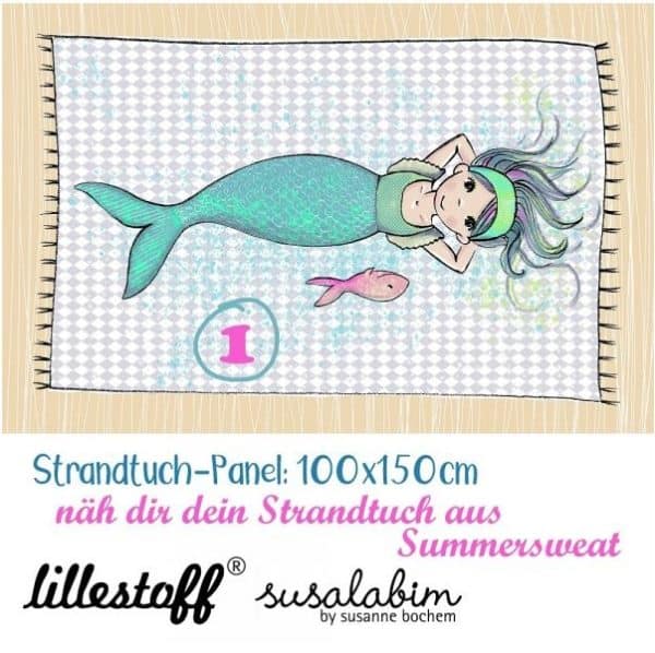 Strandtuch "Meerjungfrau 1" hell aus Bio Sommersweat