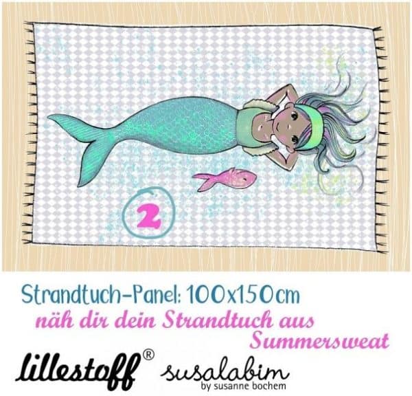Strandtuch "Meerjungfrau 2" dunkel aus Bio Sommersweat