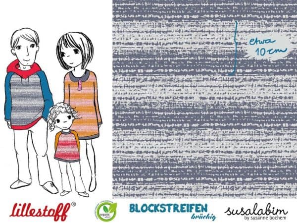Blockstreifen brüchig grau Lillestoff die kleine Stoffmaus