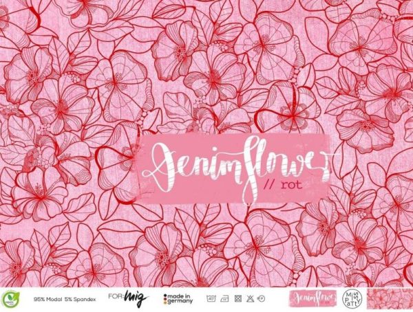 Denimflower, rot, Modalsweat VORBESTELLUNG