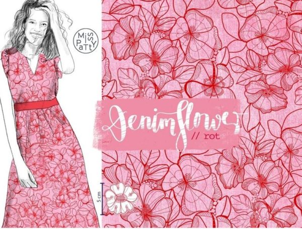 Denimflower, rot, Modalsweat VORBESTELLUNG – Bild 2