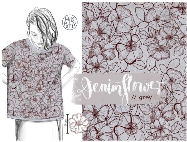 Denimflower, grey, Modalsweat VORBESTELLUNG – Bild 2