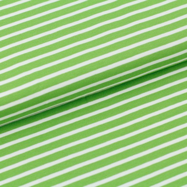 Bio Jersey Streifen kiwi grün weiß