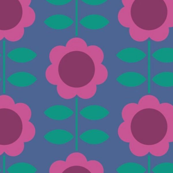 Bio Jersey Happy Retroflowers XL Mittelblau