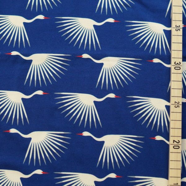 Bio Jersey Kranichflug  dark blue sky dunkelblau - Rest 150 cm für nur 30 EUR