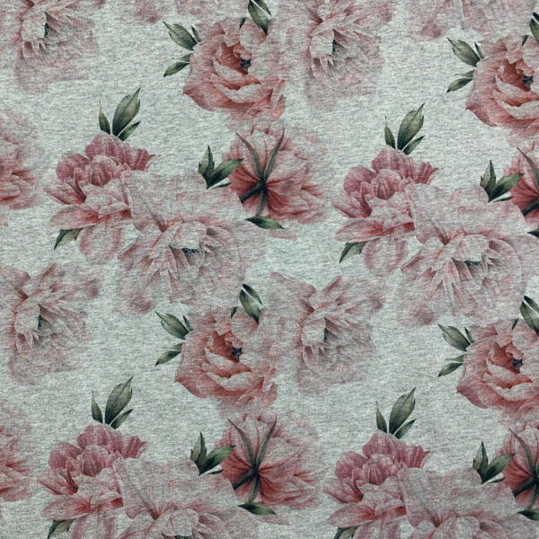 Bio Jersey Watercolor Little Peony, grau-meliert