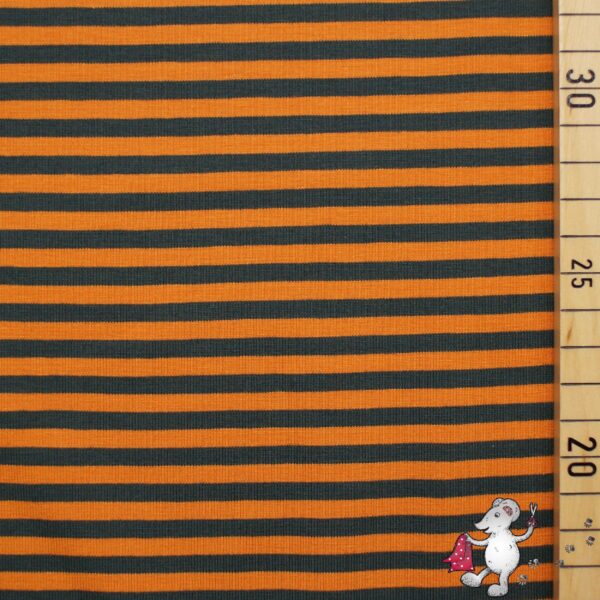 Bio Jersey Ringel Jägergrün Zimtorange