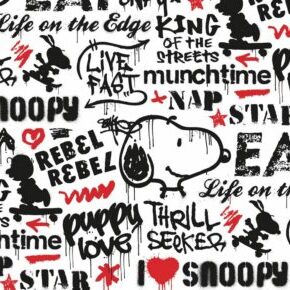 903983-1-Bio Jersey Peanuts - Snoopy - Graffiti Star fabrilogy