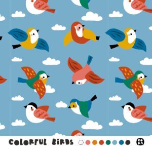 904552-1-Bio Jersey Colorful Birds Lillestoff