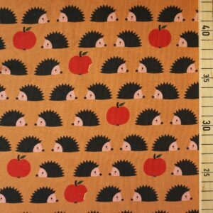 904712-1-Bio Jersey Hedgehogs n apples Zimt Die kleine Stoffmaus Lemon Sky Stoffe