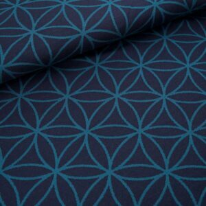 904809-1-Bio Jacquard Blume des Lebens dark blue Stoffonkel