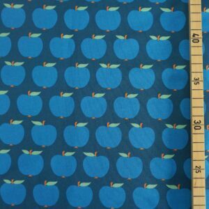 904816-1-Bio Jersey I Love Apples dunkelblau - mittelblau Die kleine Stoffmaus Lemon Sky Stoffe Eigenproduktion