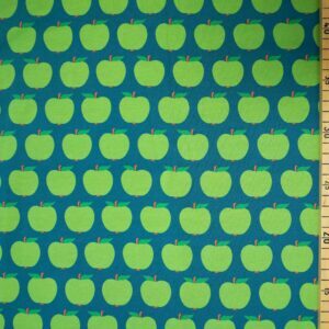 904818-1-Bio Jersey I Love Apples petrol - grün Die kleine Stoffmaus Lemon Sky Stoffe Eigenproduktion