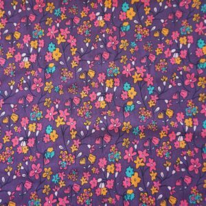 904876-1-Bio Jersey 70s Flower Power Mauve Lemon Sky Stoffe Die kleine Stoffmaus